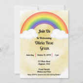 Rainbow Baby (Gold) Douche Uitnodiging (Voorkant)