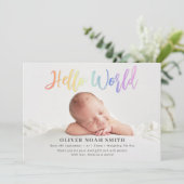 Rainbow Baby Hallo Geboorteaankondiging Aankondiging (Staand voorkant)