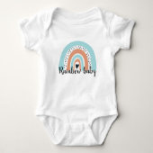 Rainbow Baby Heart Blue Peach Romper (Voorkant)