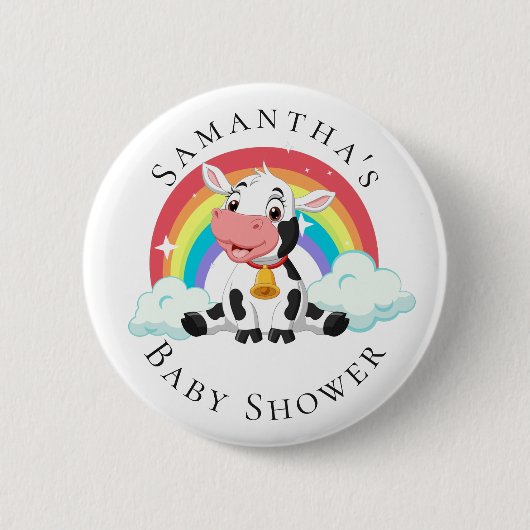 Rainbow Baby Koe Baby shower Button (Voorkant)