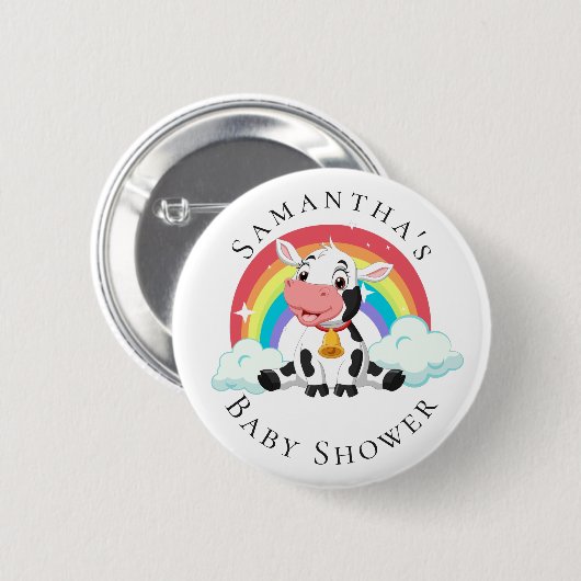 Rainbow Baby Koe Baby shower Button (Voorkant /achterkant)