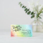 Rainbow Baby Luier Raffle Ticket, Zwart Script Informatiekaartje (Staand voorkant)