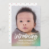 Rainbow Baby Modern Birth Announement Feestdagenkaart (Voorkant / Achterkant)