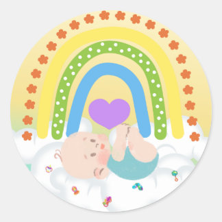 Rainbow Baby Newborn Cloud Yellow Heart Sticker