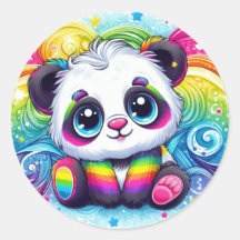Rainbow baby panda stickers