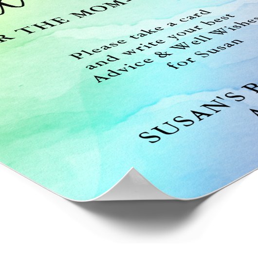 Rainbow Baby Script Baby shower Advice en wenst Poster (Hoek)