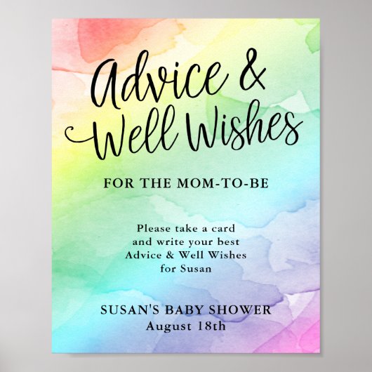 Rainbow Baby Script Baby shower Advice en wenst Poster (Voorkant)