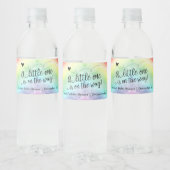 Rainbow Baby Script Little One Baby shower Waterfles Etiket (Flessen)