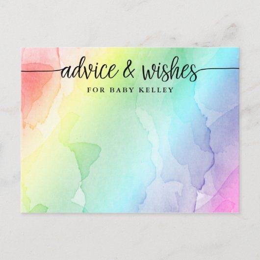 Rainbow Baby shower Advies en Wensen Kaart (Voorkant)