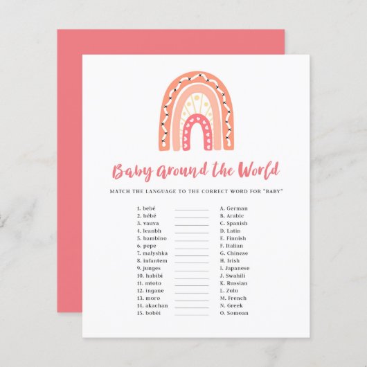 Rainbow Baby shower Baby rond het World Game (Voorkant / Achterkant)