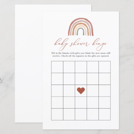 Rainbow Baby shower Bingo Game (Voorkant / Achterkant)