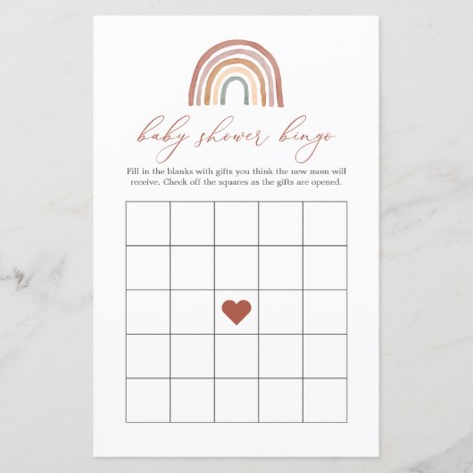 Rainbow Baby shower Bingo Game (Voorkant)