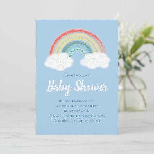 Rainbow Baby shower Blue Boy Kaart (Staand voorkant)
