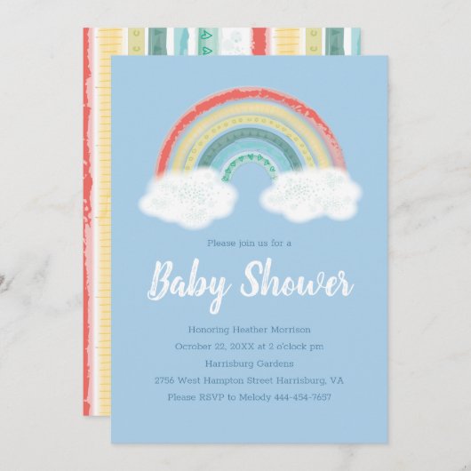 Rainbow Baby shower Blue Boy Kaart (Voorkant / Achterkant)