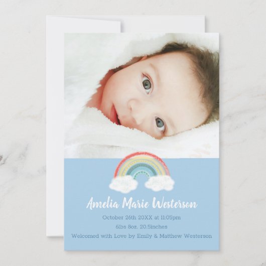 Rainbow Baby shower Blue Boy Kaart (Voorkant)