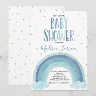 Rainbow Baby shower Blue Waterverf Rainbow Baby Kaart