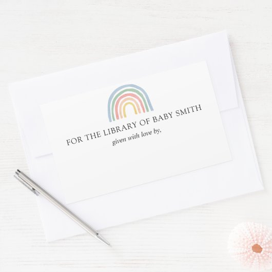 Rainbow Baby shower Bookplate Sticker (Envelop)
