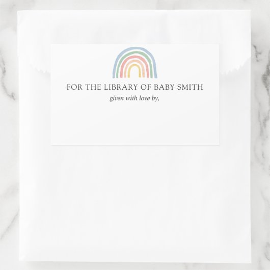 Rainbow Baby shower Bookplate Sticker (Tas)