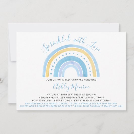 Rainbow Baby shower Boy Baby Sprinkle Kaart (Voorkant)