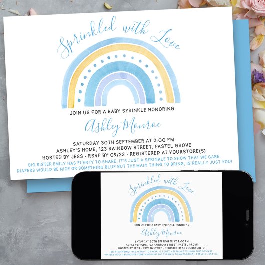 Rainbow Baby shower Boy Baby Sprinkle Kaart