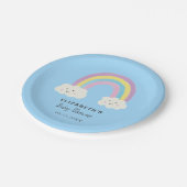 Rainbow Baby shower Boy Cute Pastel Whimsical Papieren Bordje (Gekanteld)