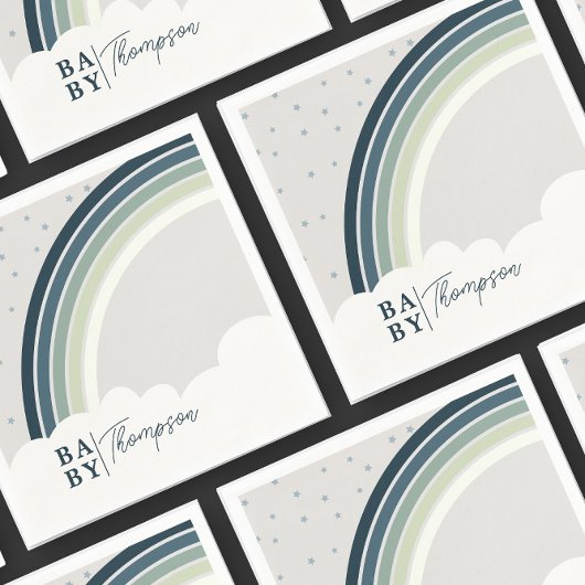 Rainbow Baby shower Boy Green Blue Servet