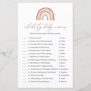 Rainbow Baby shower Celebrity Baby Names Game