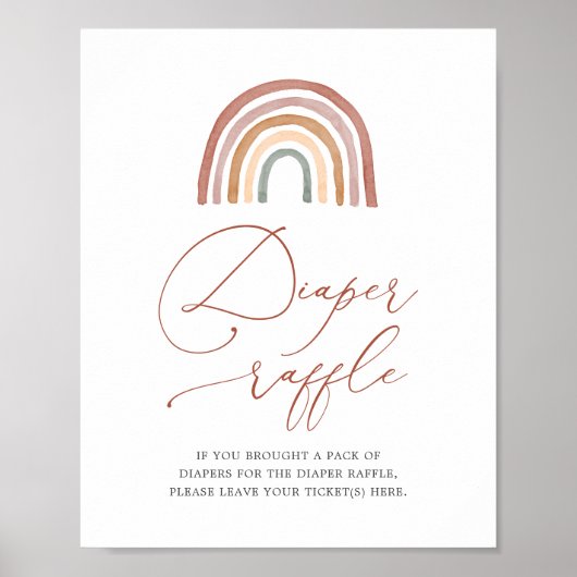 Rainbow Baby shower Diaper Raffle Sign Poster (Voorkant)
