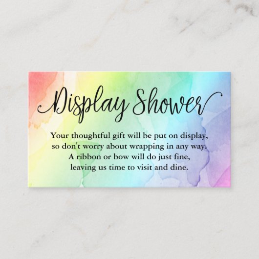 Rainbow Baby shower Display Douche Inzetstuk Kaart Visitekaartje (Voorkant)