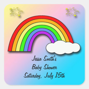 Rainbow Baby shower Favor stickers