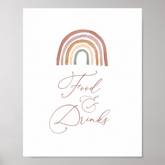 Rainbow Baby shower Food and Drink Sign Poster (Voorkant)
