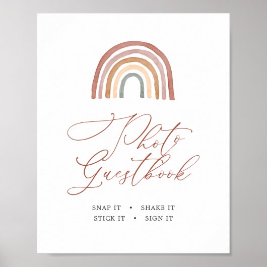 Rainbow Baby shower Foto Guestbook Sign Poster (Voorkant)