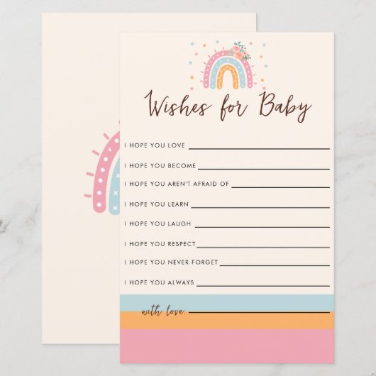 Rainbow Baby shower Game Wishes for Baby (Voorkant / Achterkant)