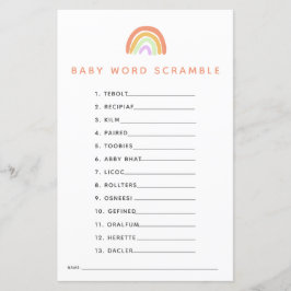 Rainbow Baby shower Game Word Scramble