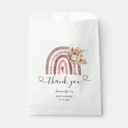 Rainbow Baby shower Genderneutraal Boho Bedankzakje (Voorkant)
