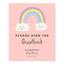 Rainbow Baby shower Girl Pink Sign the Guestbook