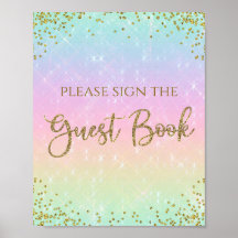 Rainbow Baby shower Guest Book Table Sign