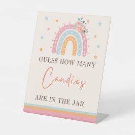 Rainbow Baby shower Het is een meisje raden Snoep  Reclamebord Met Voetstuk