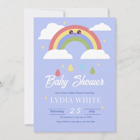 Rainbow Baby shower Invitation, Baby Boy Baby Show Kaart (Voorkant)
