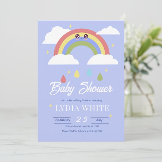 Rainbow Baby shower Invitation, Baby Boy Baby Show Kaart (Staand voorkant)