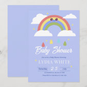 Rainbow Baby shower Invitation, Baby Boy Baby Show Kaart (Voorkant / Achterkant)