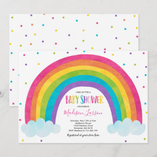 Rainbow Baby shower Invitation Bright Rainbow Baby Kaart