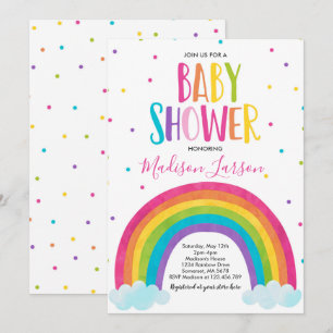 Rainbow Baby shower Invitation Bright Rainbow Baby Kaart