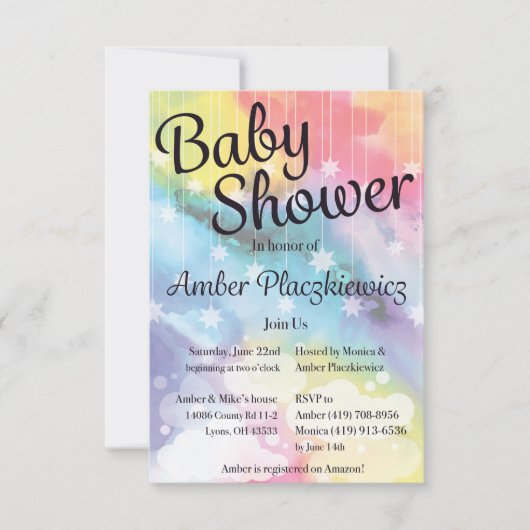 Rainbow Baby shower Invitation Kaart (Voorkant)