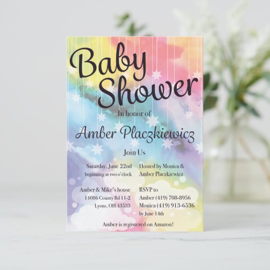 Rainbow Baby shower Invitation Kaart (Staand voorkant)