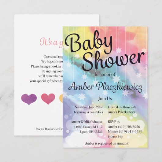Rainbow Baby shower Invitation Kaart (Voorkant / Achterkant)