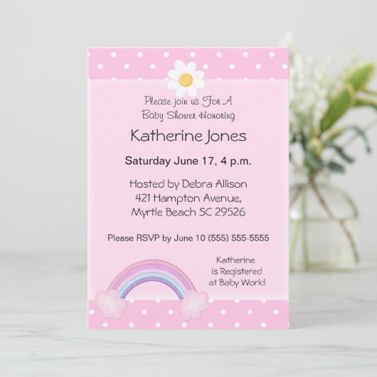 Rainbow Baby shower Invitation Kaart (Staand voorkant)