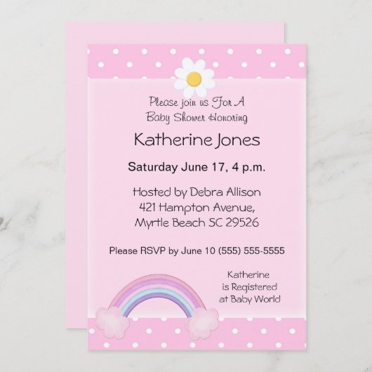 Rainbow Baby shower Invitation Kaart (Voorkant / Achterkant)