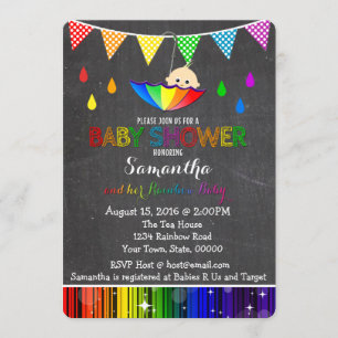 Rainbow Baby shower Invitation Kaart