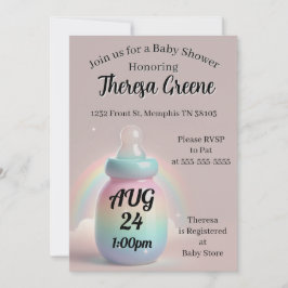 Rainbow Baby shower Invitation Kaart